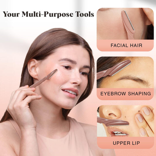 Kitsch Dermaplaning Tool - Face Razors for Women and Men, Dermaplane Razor for Women Face, Dermaplane Razor for Facial Hair Removal, Eyebrow Trimmer and Shaver, Skin Care Tools - 12pcs Terracotta