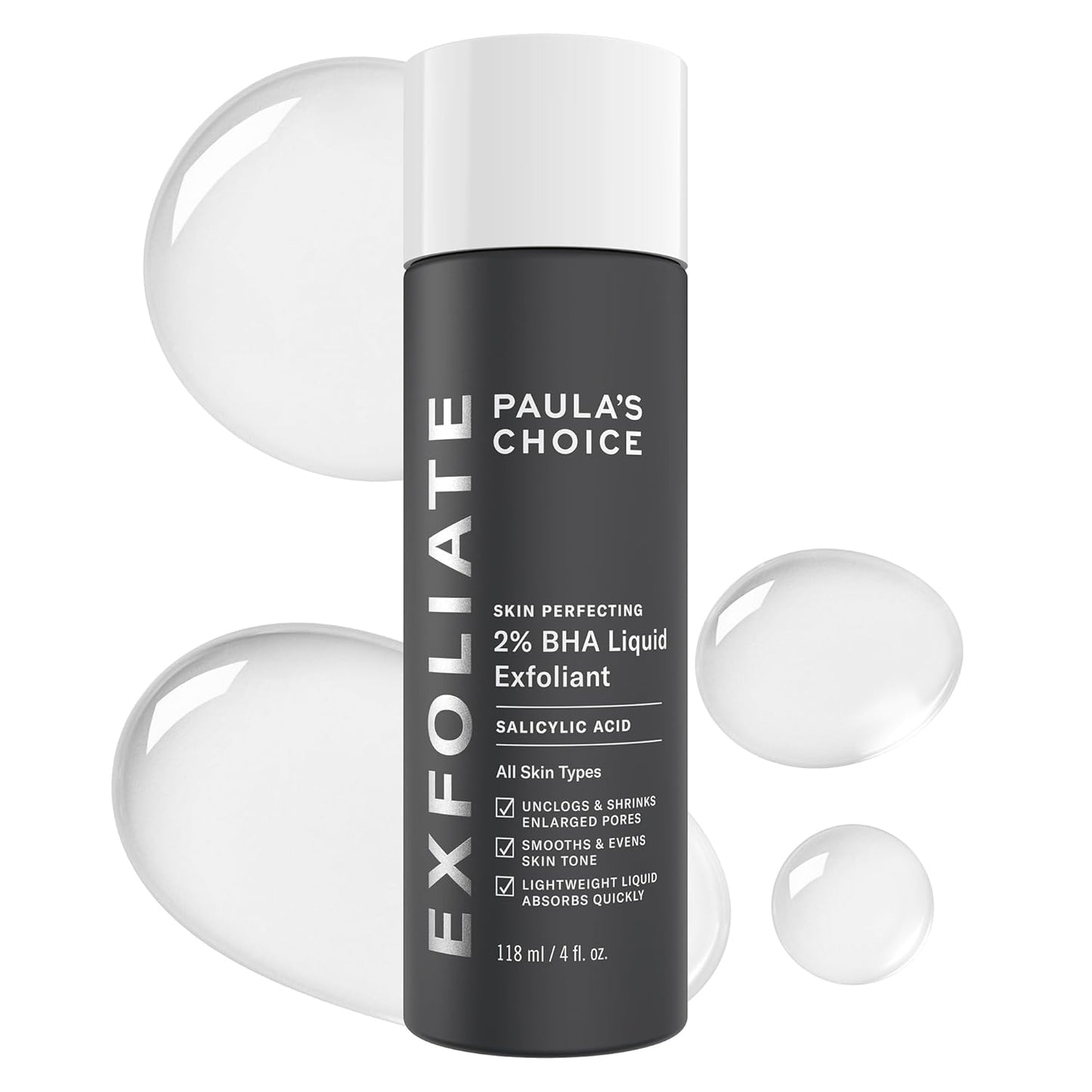 SKIN PERFECTING 2% BHA Liquid Salicylic Acid Exfoliant-Facial Exfoliant for Enlarged Pores, Wrinkles & Fine Lines, Suitable for Blackhead-Prone Skin, Fragrance-Free