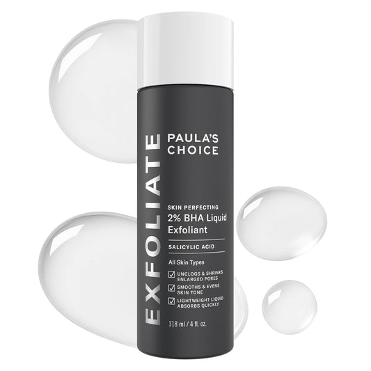 SKIN PERFECTING 2% BHA Liquid Salicylic Acid Exfoliant-Facial Exfoliant for Enlarged Pores, Wrinkles & Fine Lines, Suitable for Blackhead-Prone Skin, Fragrance-Free