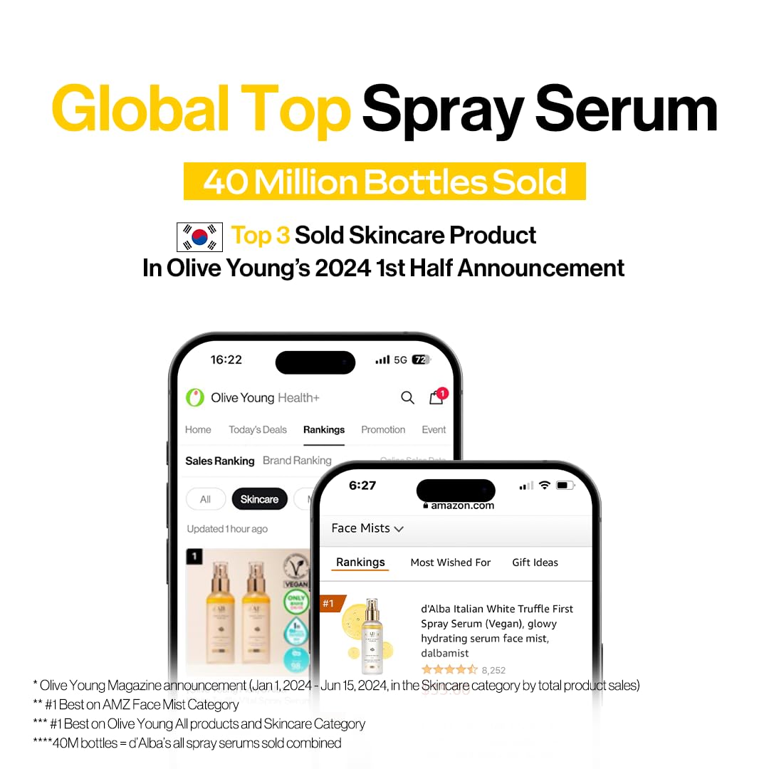 Piedmont Italian White Truffle First Spray Serum, Vegan Skin Care, Light-weight Face Moisturizer, Glow Serum for Radiant Skin, Non Comedogenic, All In One Mist, Korean Skin Care (3.38 fl oz.)