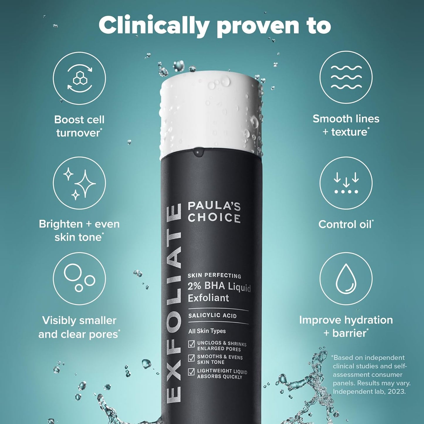 SKIN PERFECTING 2% BHA Liquid Salicylic Acid Exfoliant-Facial Exfoliant for Enlarged Pores, Wrinkles & Fine Lines, Suitable for Blackhead-Prone Skin, Fragrance-Free