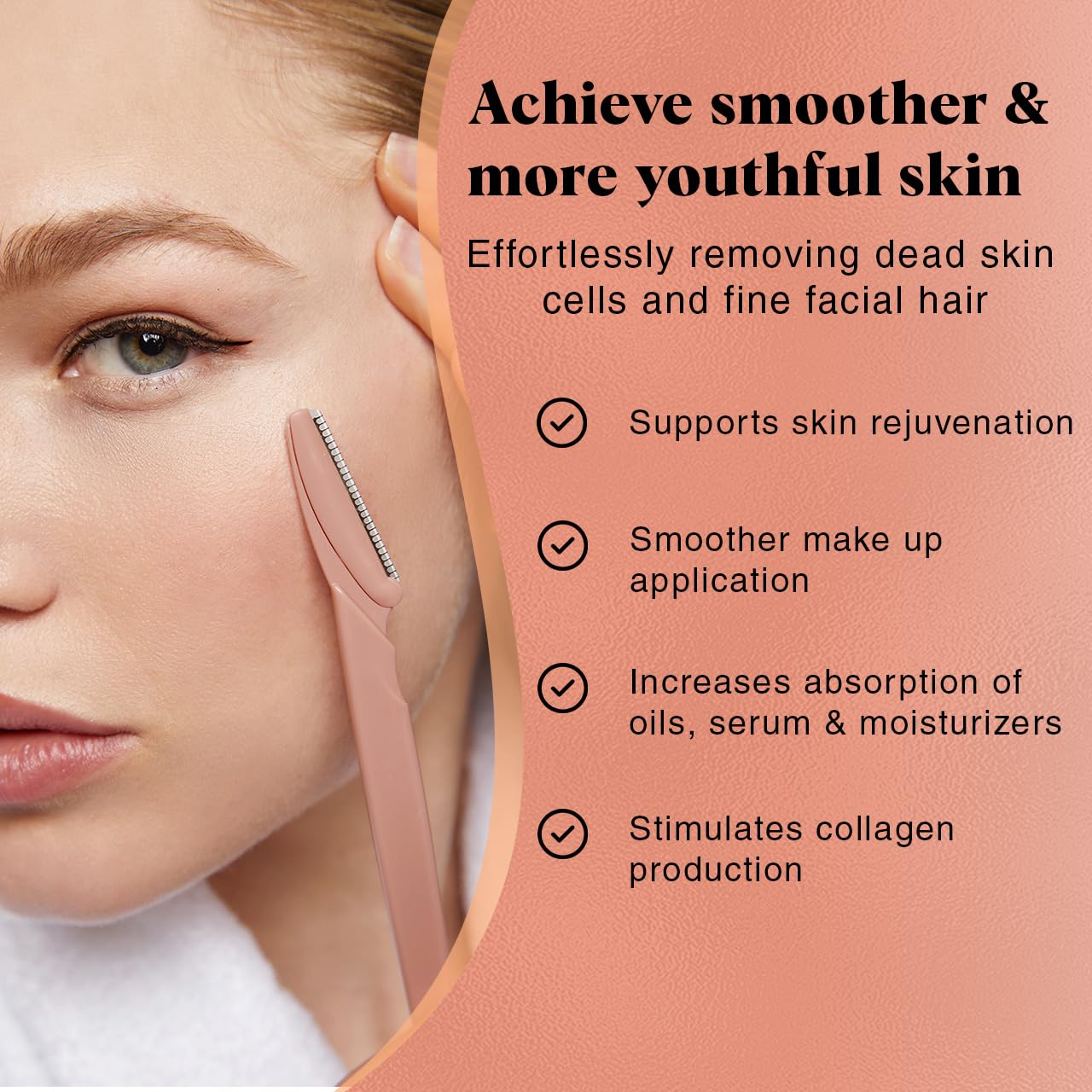 Kitsch Dermaplaning Tool - Face Razors for Women and Men, Dermaplane Razor for Women Face, Dermaplane Razor for Facial Hair Removal, Eyebrow Trimmer and Shaver, Skin Care Tools - 12pcs Terracotta