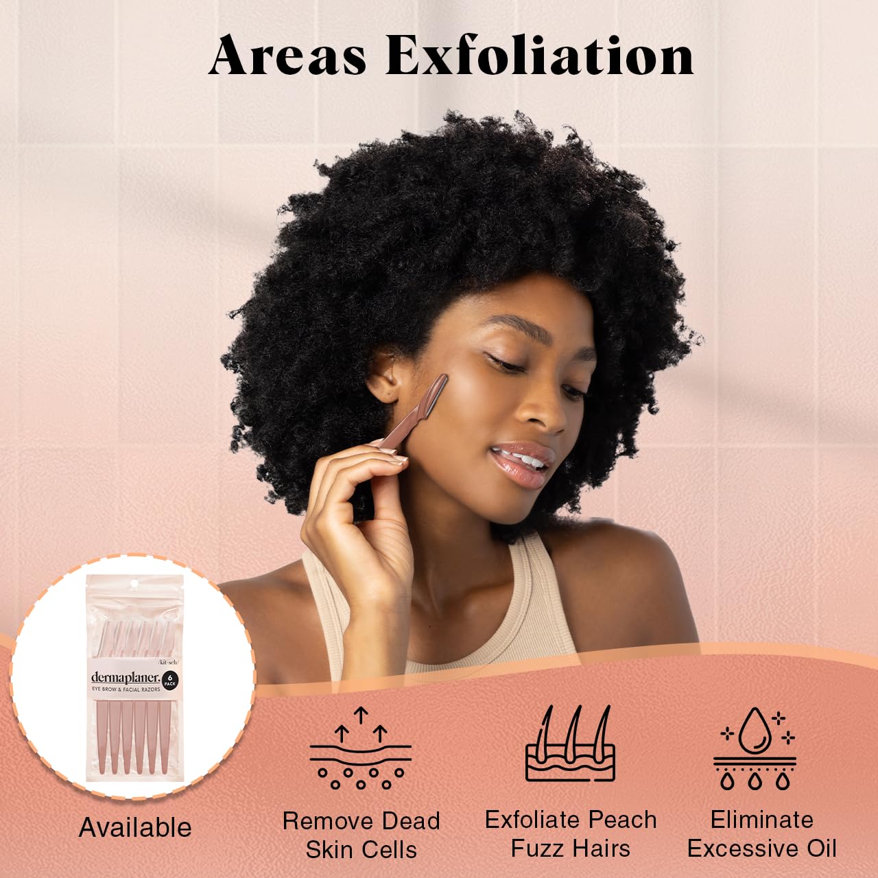 Kitsch Dermaplaning Tool - Face Razors for Women and Men, Dermaplane Razor for Women Face, Dermaplane Razor for Facial Hair Removal, Eyebrow Trimmer and Shaver, Skin Care Tools - 12pcs Terracotta